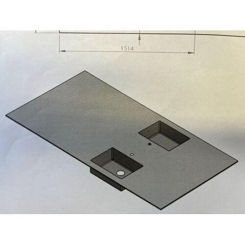 Stålbordplader med vaske - SPAR 50 %